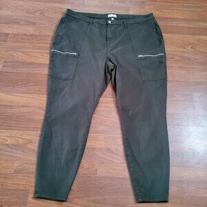 Denim Six Military Skinny Ankle Crop Pants Zipper Army Size 24W Olive Green New